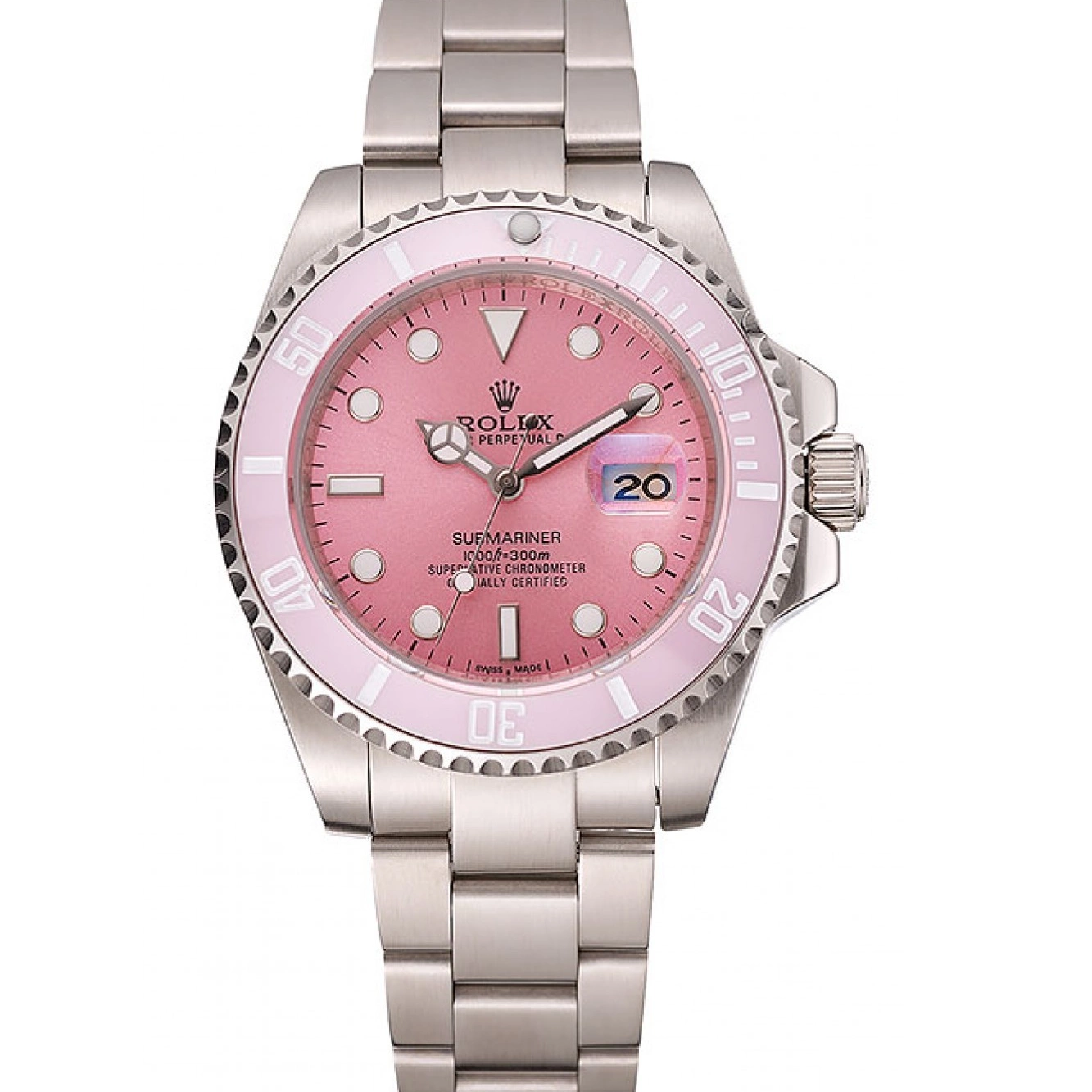 Aaa replica watch Steel Dial Pink Bracelet 1453865 Pink Stainless Rolex Submariner Bezel 0512